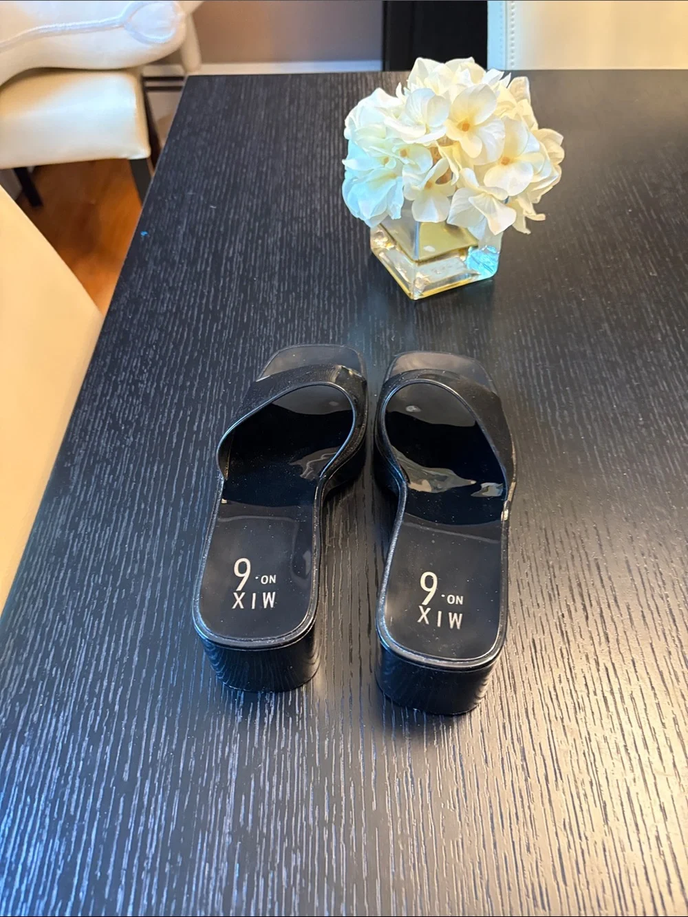 Mix No. 6 Glossy Black Slide Sandals
